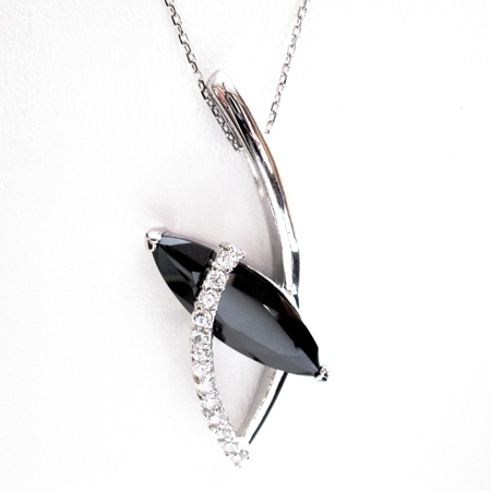 Black Marquis Pendant with Cubic Zirconias - Click Image to Close